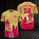 Personalized Miller High Life Baseball Jersey Palm Tree Surfboard Custom Name