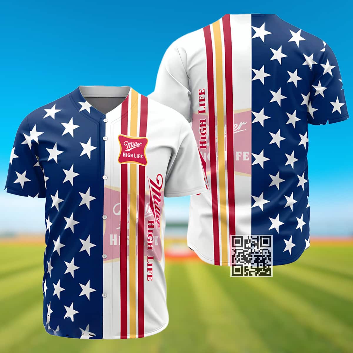 Miller High Life Beer Baseball Jersey US Flag Miller High Life Beer Baseball Jersey US Flag