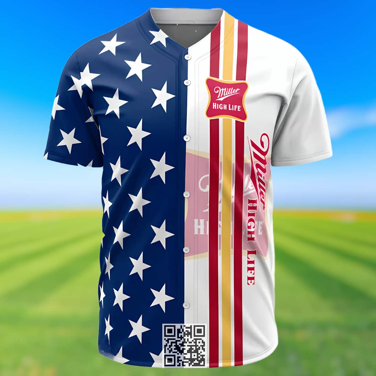 Miller High Life Beer Baseball Jersey US Flag Miller High Life Beer Baseball Jersey US Flag