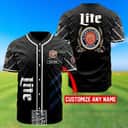 Personalized Black Miller Lite Baseball Jersey Custom Name Personalized Black Miller Lite Baseball Jersey Custom Name