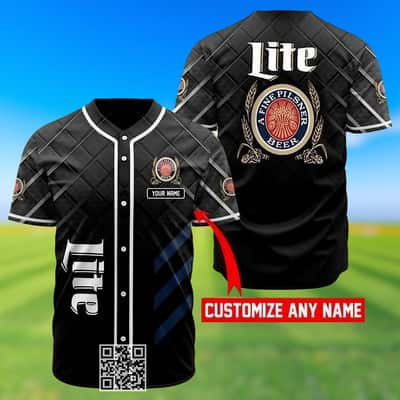 Personalized Black Miller Lite Baseball Jersey Custom Name