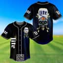 Skull With Miller Lite Beer Baseball Jersey Skull With Miller Lite Beer Baseball Jersey