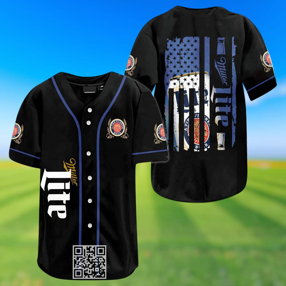 Miller Lite Flag Baseball Jersey Beer Lovers Gift Miller Lite Flag Baseball Jersey Beer Lovers Gift