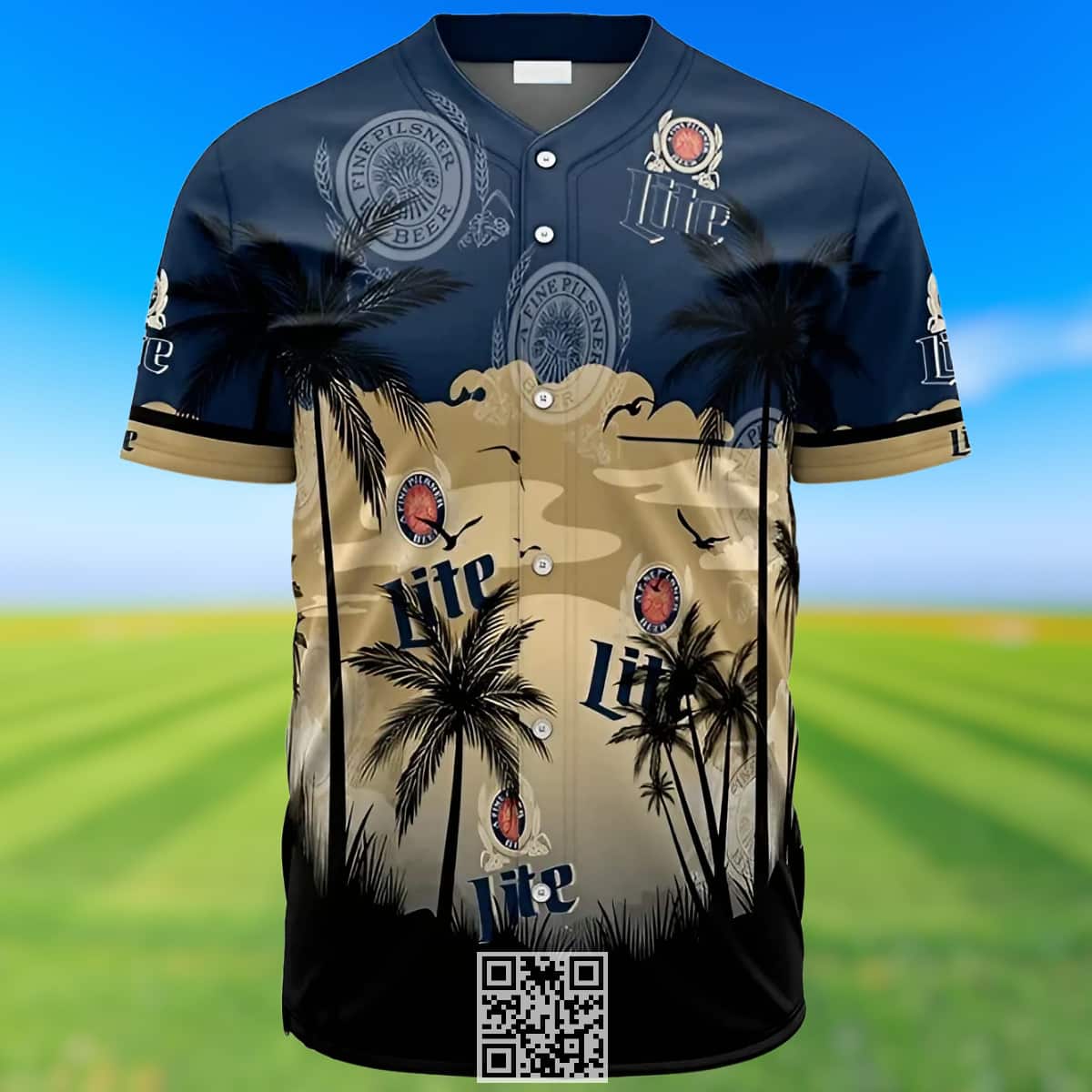 Vintage Miller Lite Beer Baseball Jersey Coconut Trees Vintage Miller Lite Beer Baseball Jersey Coconut Trees