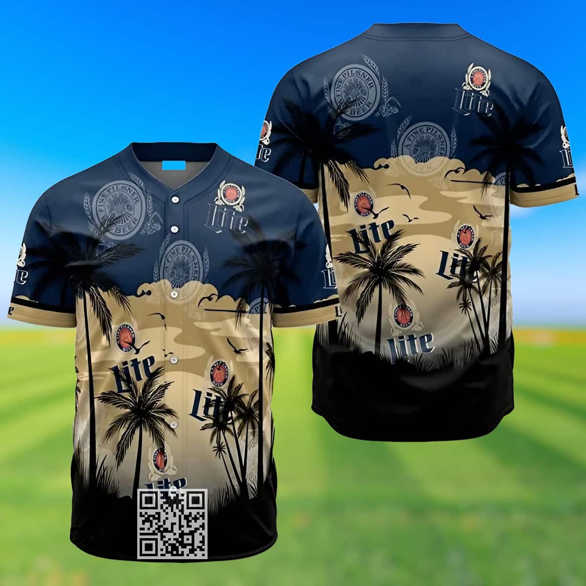 Vintage Miller Lite Beer Baseball Jersey Coconut Trees Vintage Miller Lite Beer Baseball Jersey Coconut Trees