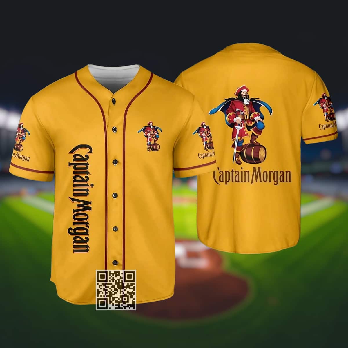 Gold Captain Morgan Rum Baseball Jersey Gold Captain Morgan Rum Baseball Jersey
