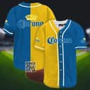 Yellow And Blue Split Corona Extra Beer Baseball Jersey Yellow And Blue Split Corona Extra Beer Baseball Jersey