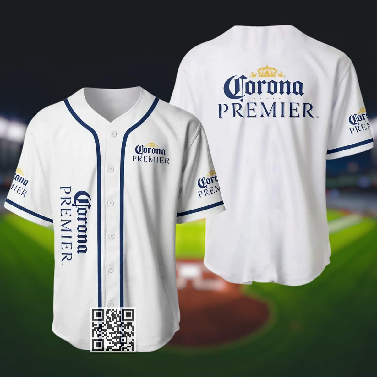 White Corona Premier Beer Baseball Jersey White Corona Premier Beer Baseball Jersey