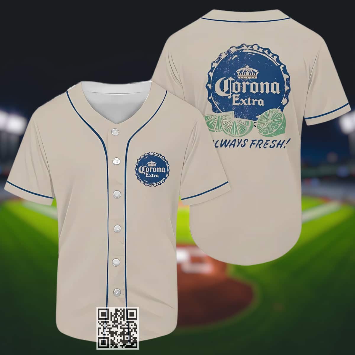 Corona Extra Beer Always Fresh Baseball Jersey Corona Extra Beer Always Fresh Baseball Jersey