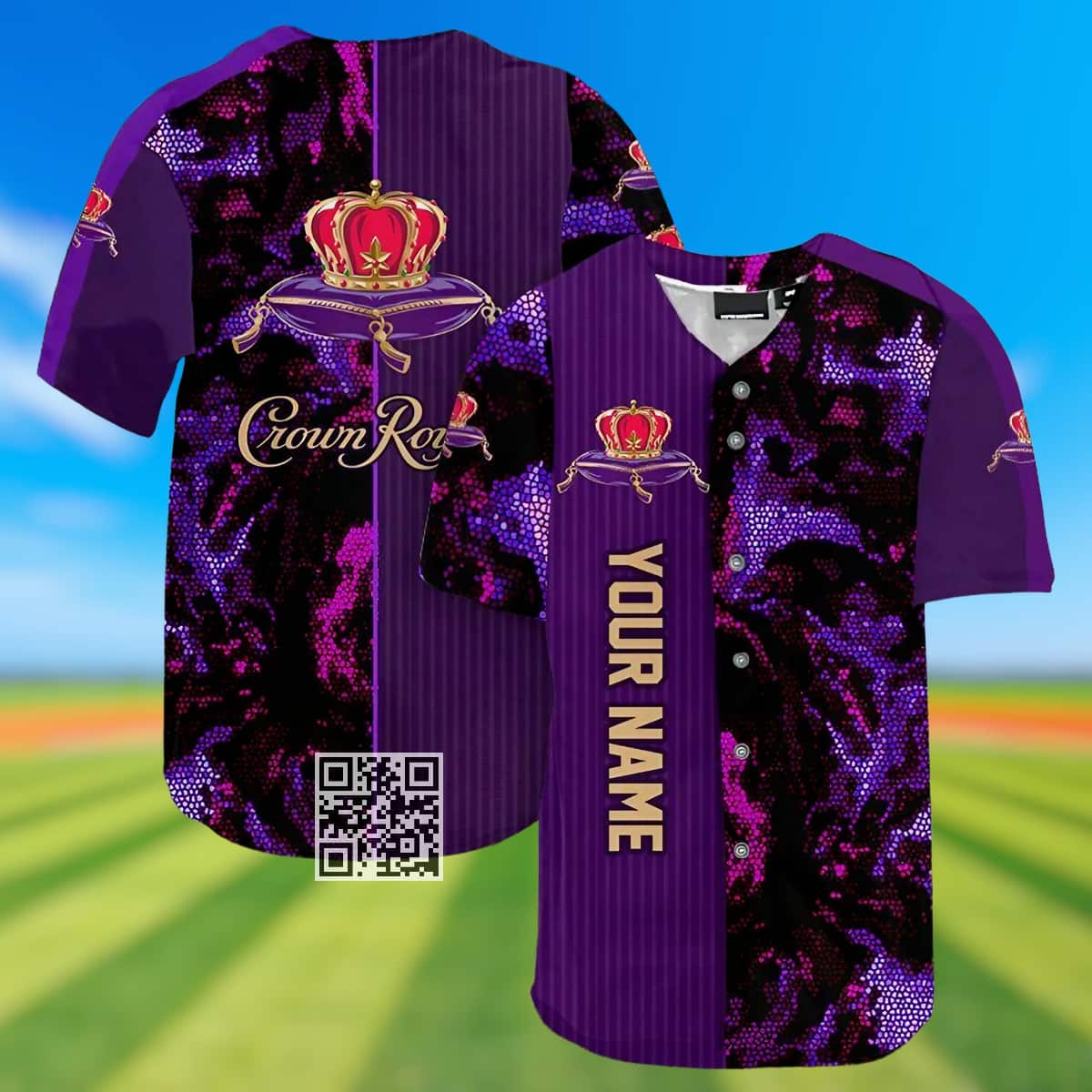 Personalized Crown Royal Whisky Baseball Jersey Galaxy Mosaic Custom Name