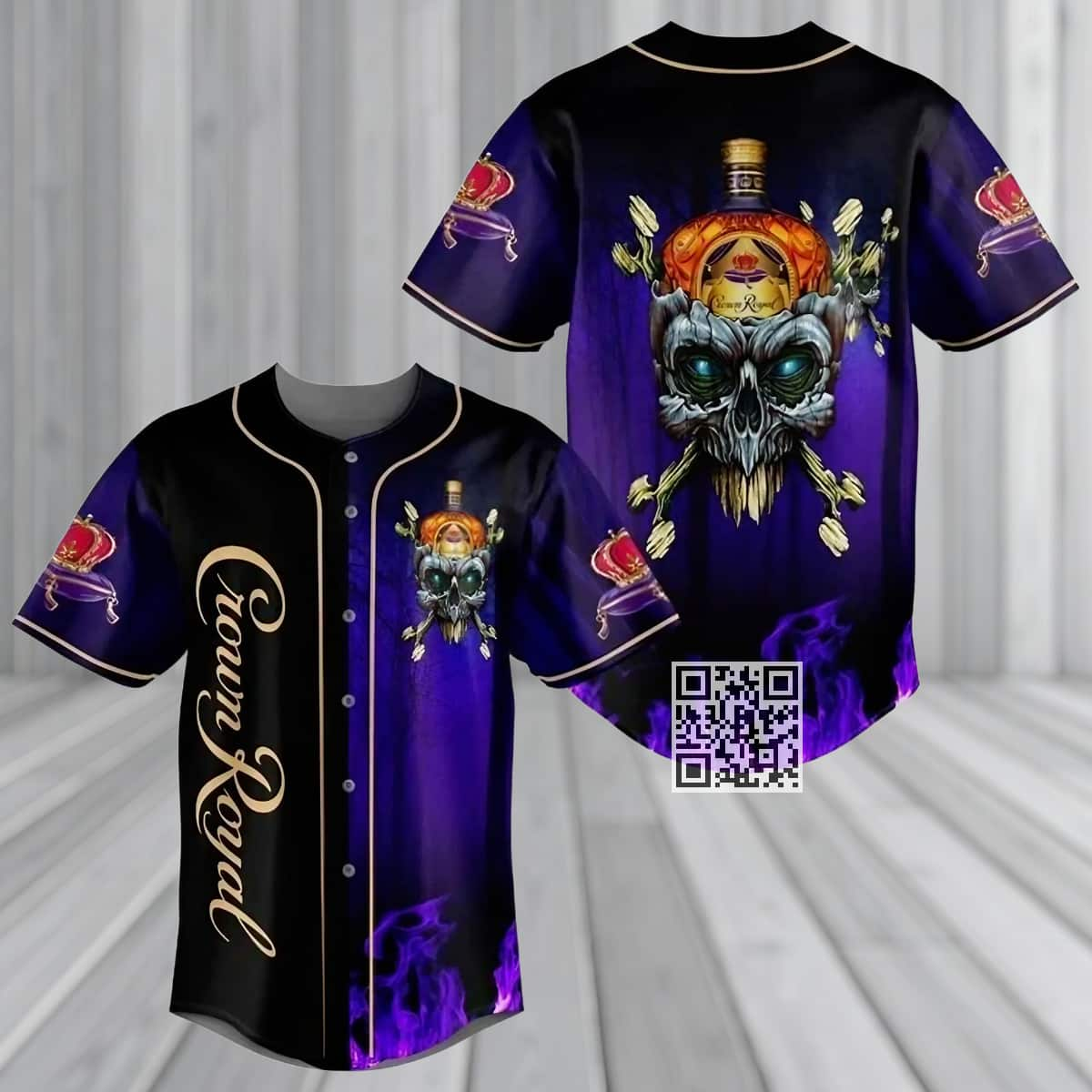 Skull Crown Royal Baseball Jersey Whisky Lovers Gift