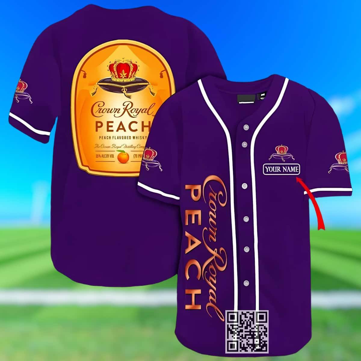 Personalized Crown Royal Peach Baseball Jersey Custom Name Personalized Crown Royal Peach Baseball Jersey Custom Name