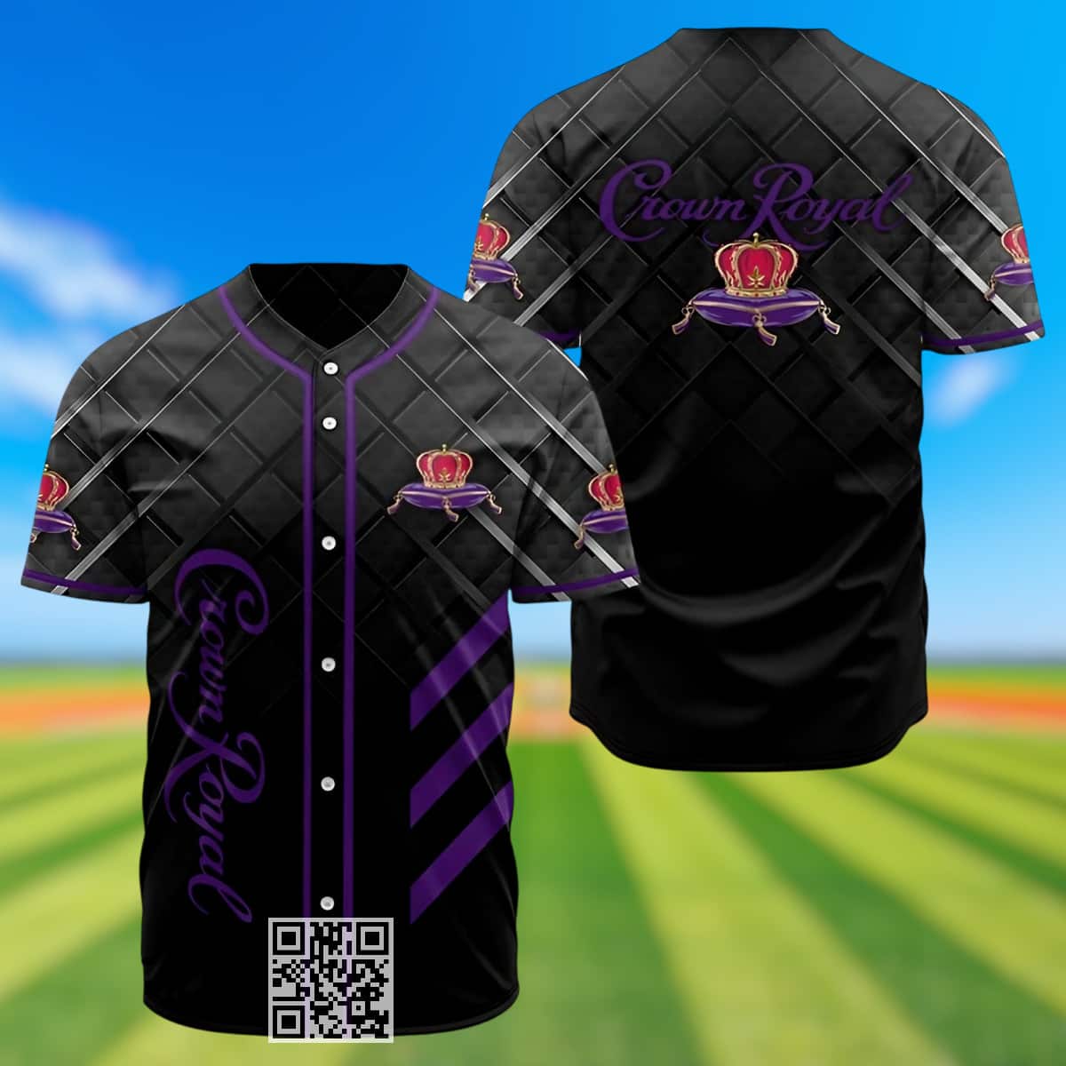 Black Crown Royal Whisky Baseball Jersey Black Crown Royal Whisky Baseball Jersey