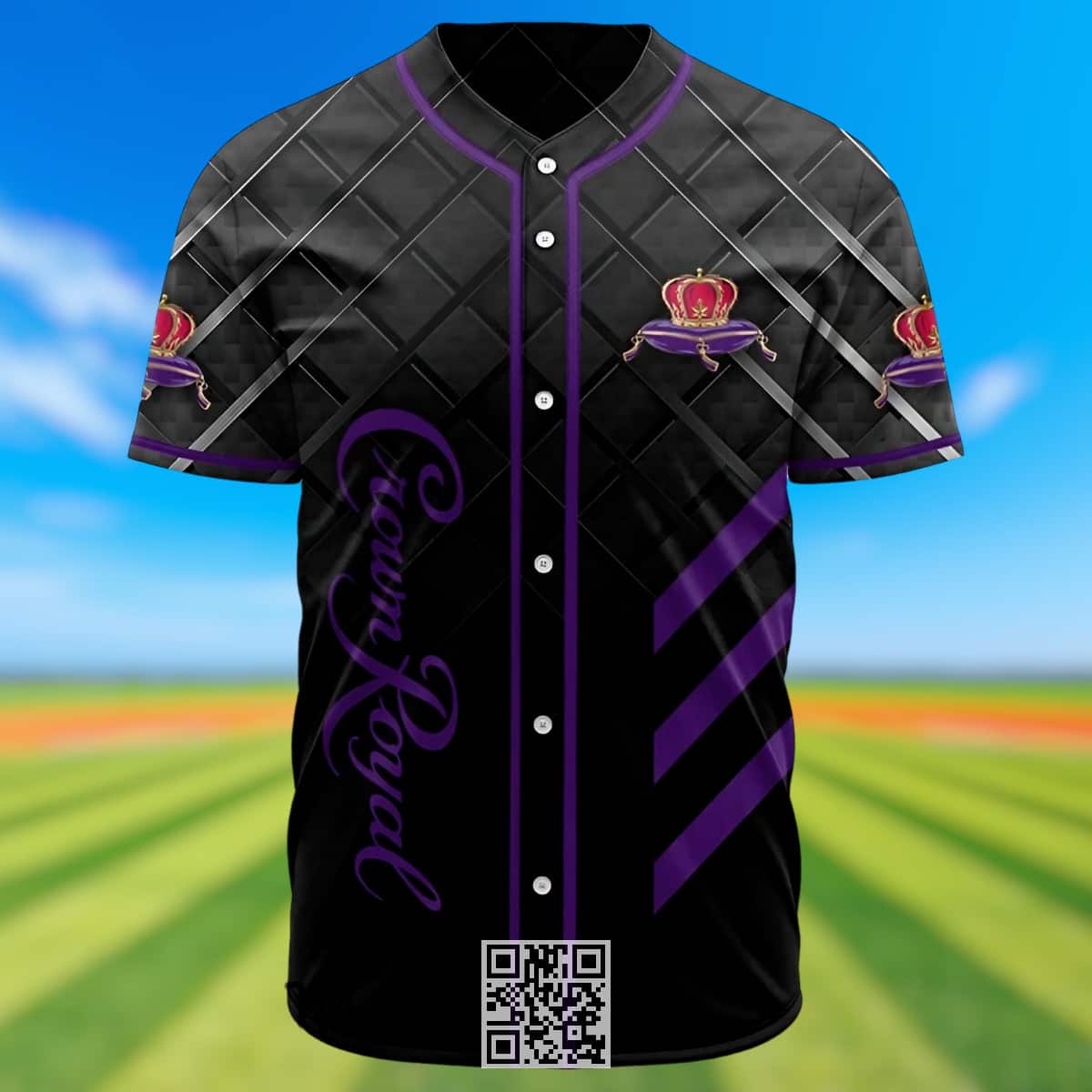 Black Crown Royal Whisky Baseball Jersey Black Crown Royal Whisky Baseball Jersey