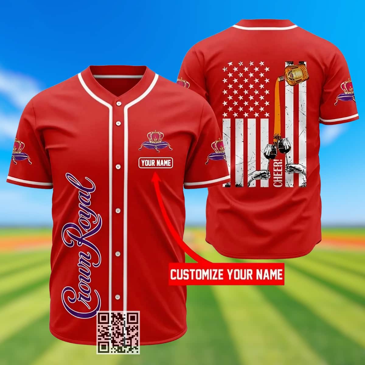 Personalized Red Crown Royal Whisky Baseball Jersey Custom Name Personalized Red Crown Royal Whisky Baseball Jersey Custom Name