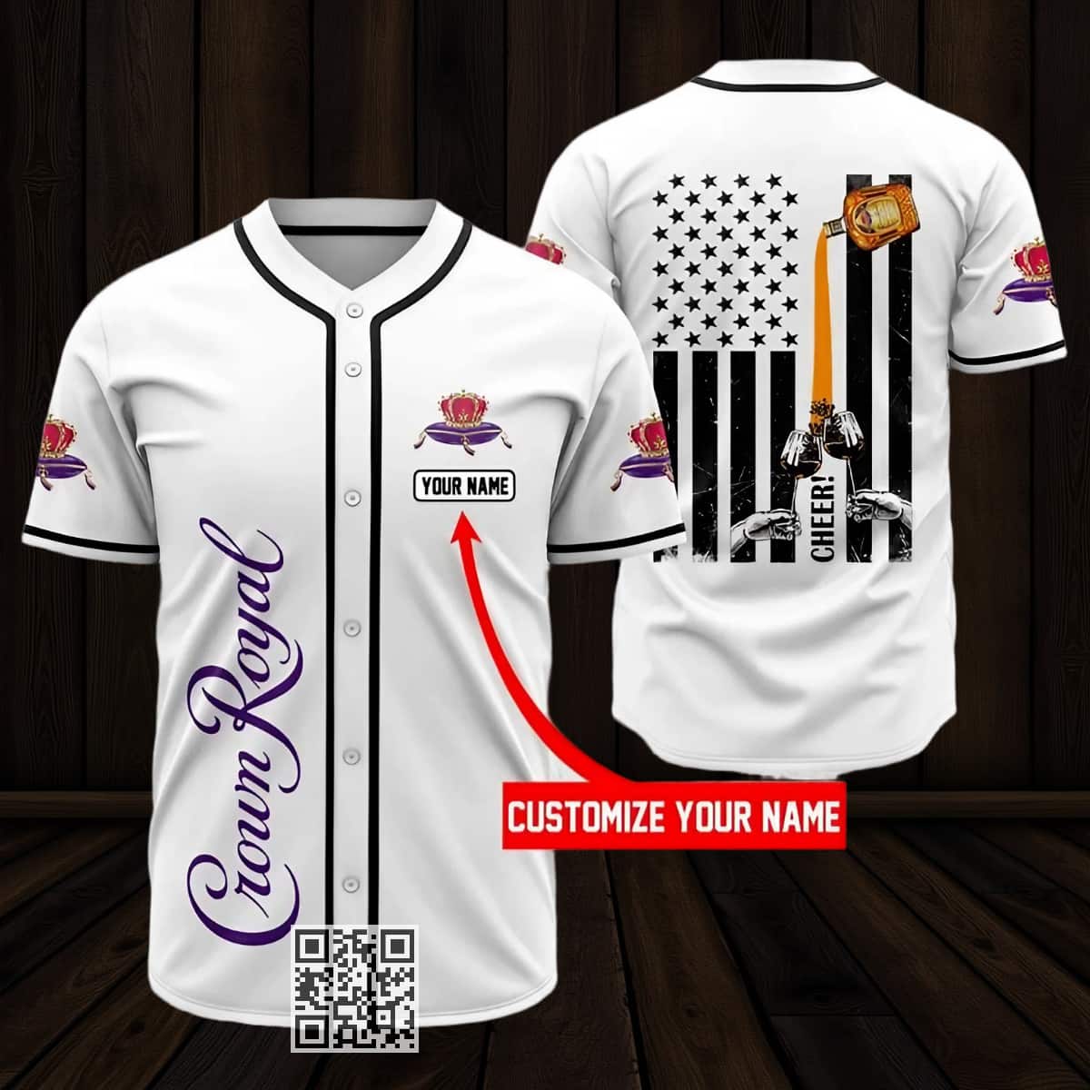 White Crown Royal Baseball Jersey Custom Name White Crown Royal Baseball Jersey Custom Name