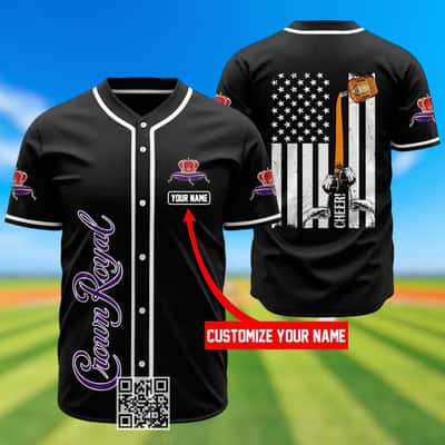 Black Crown Royal Baseball Jersey Custom Name