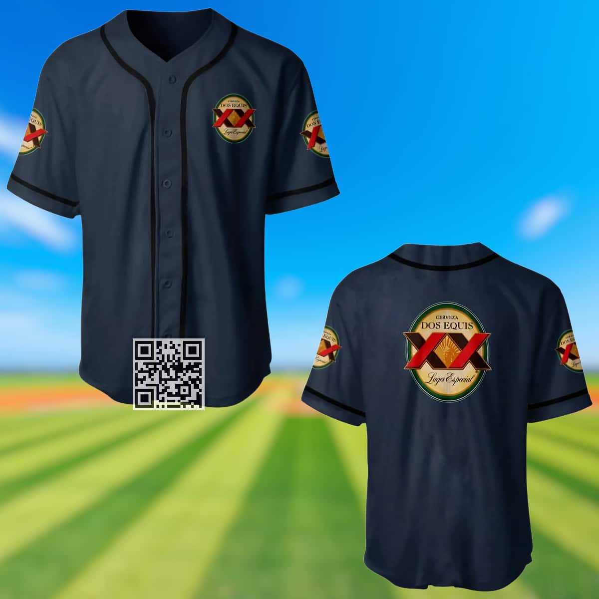 Navy Dos Equis Lager Especial Baseball Jersey