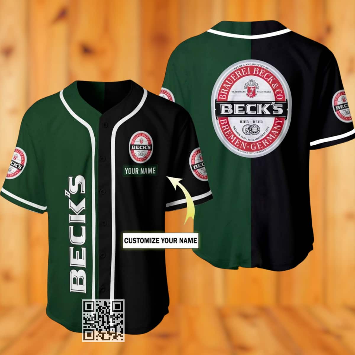 Personalized Beck's Beer Baseball Jersey Custom Name Personalized Beck's Beer Baseball Jersey Custom Name