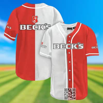 White And Red Split Beck's Baseball Jersey Beer Lovers Gift