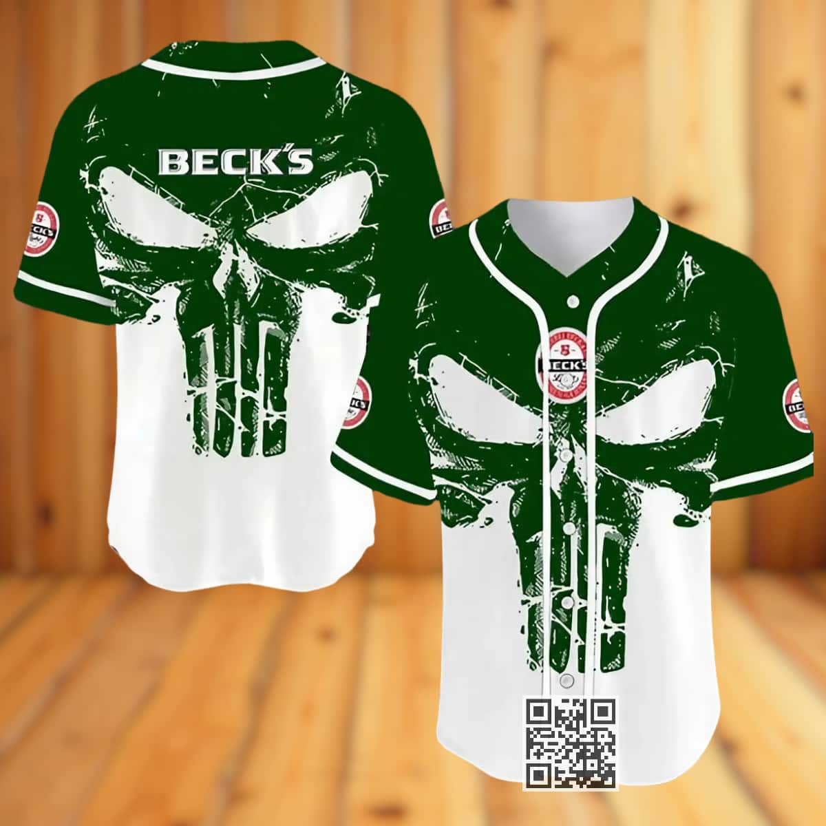 Retro Skull Beck's Beer Baseball Jersey Retro Skull Beck's Beer Baseball Jersey