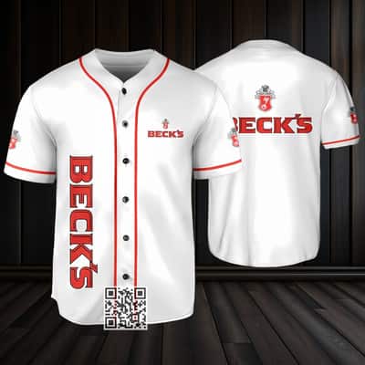 White Beck's Beer Baseball Jersey Gift For Best Friends
