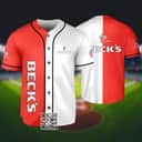 Red And White Split Beck's Beer Baseball Jersey