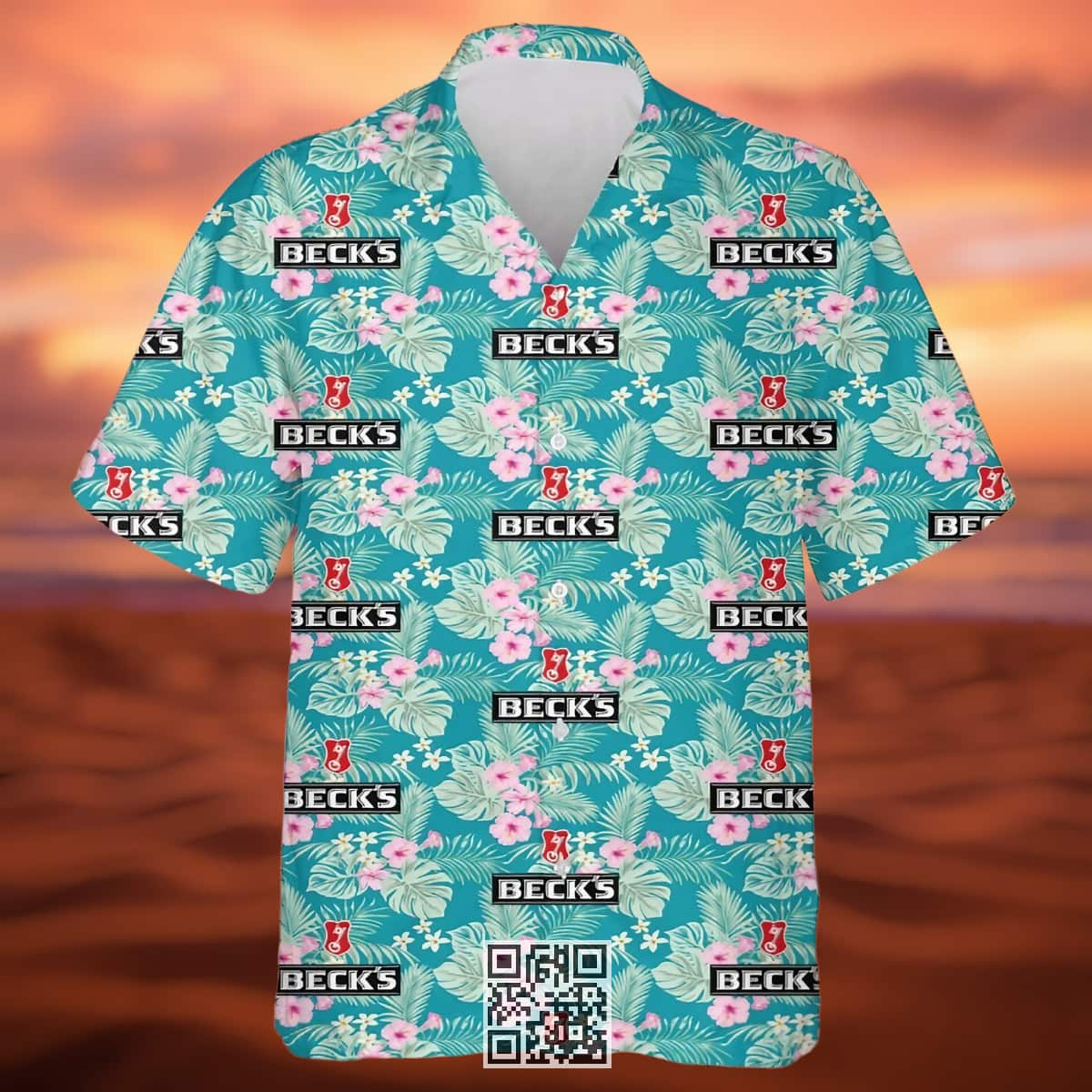 Aloha Beck's Beer Hawaiian Shirt Tropical Flower Pattern