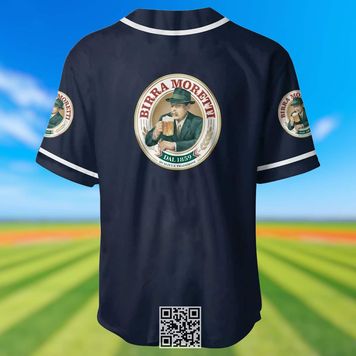 Navy Birra Moretti Baseball Jersey Beer Lovers Gift Navy Birra Moretti Baseball Jersey Beer Lovers Gift