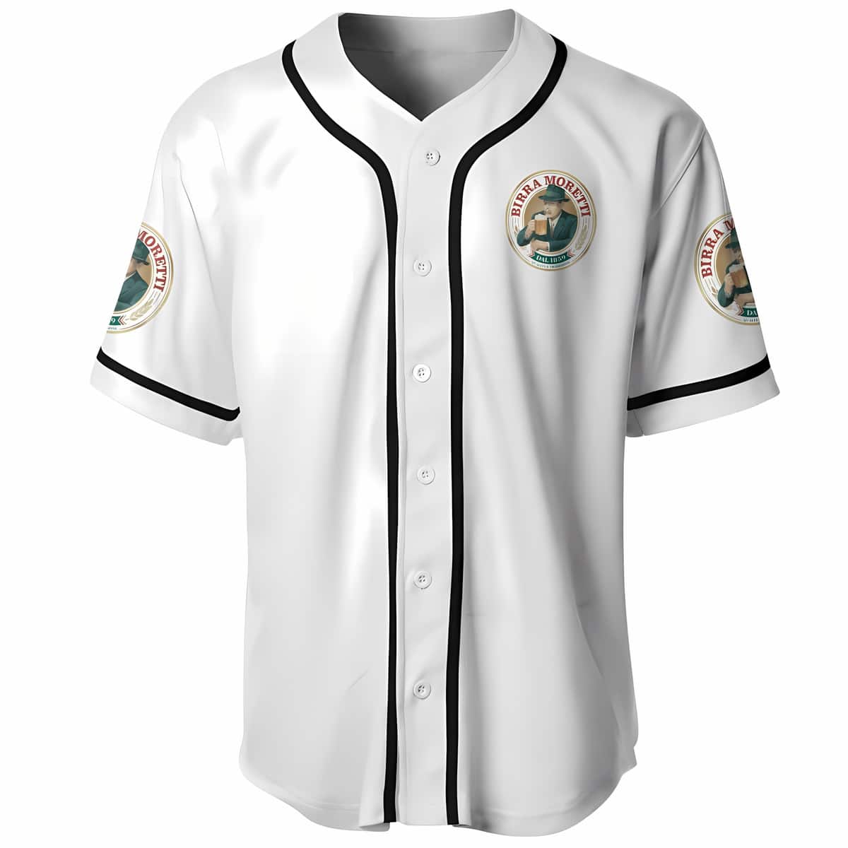 White Birra Moretti Baseball Jersey Beer Lovers Gift White Birra Moretti Baseball Jersey Beer Lovers Gift