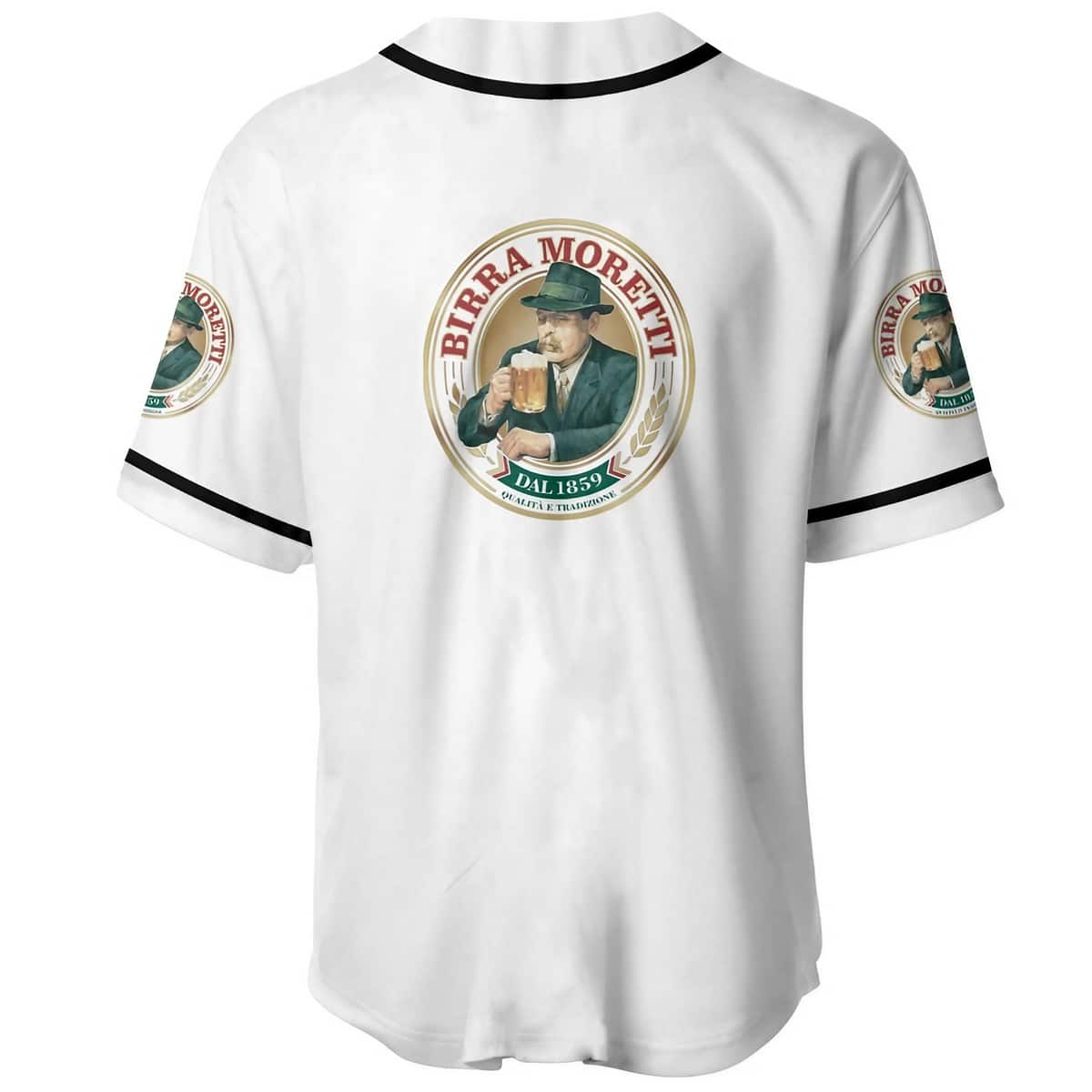 White Birra Moretti Baseball Jersey Beer Lovers Gift White Birra Moretti Baseball Jersey Beer Lovers Gift