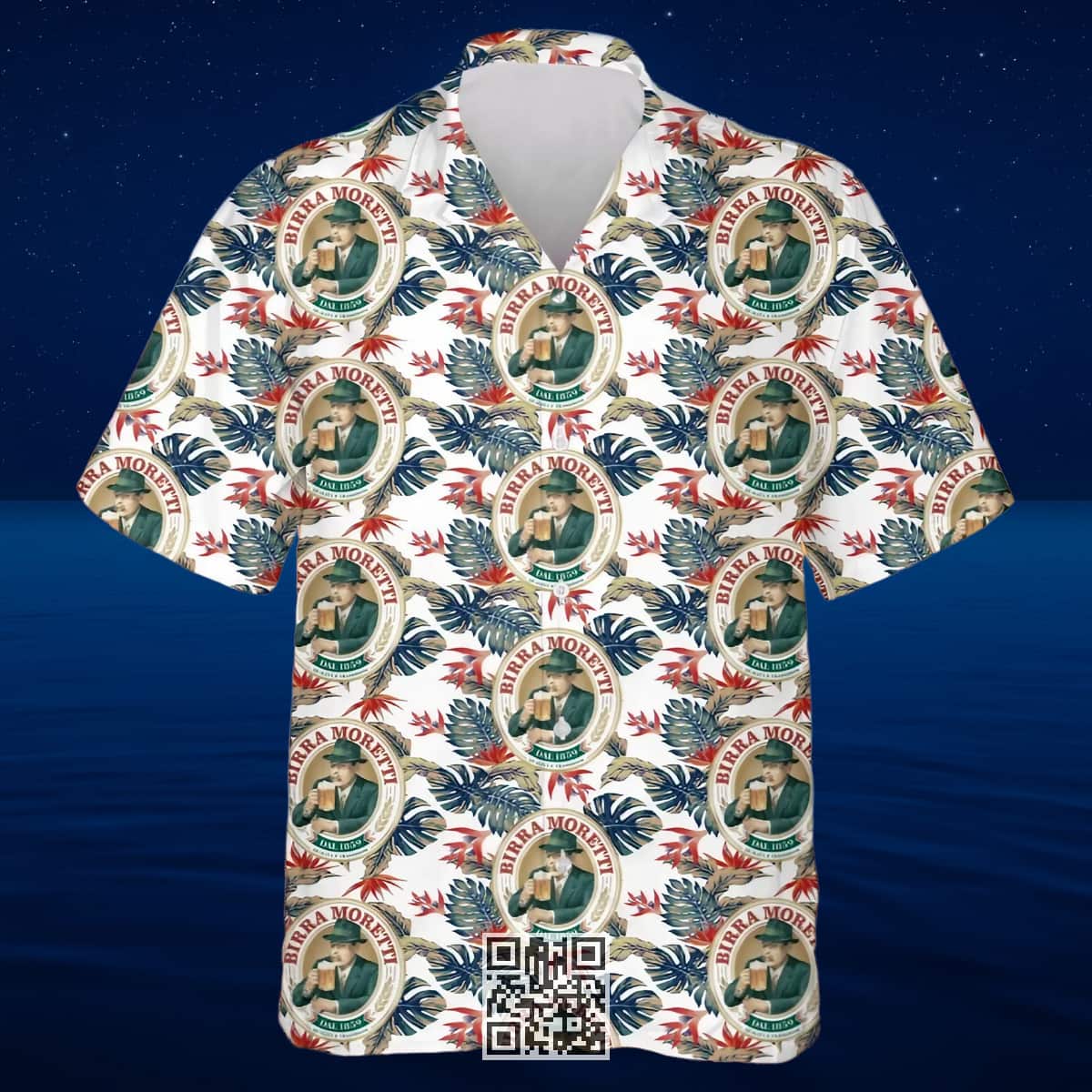 Birra Moretti Beer Hawaiian Shirt Palm Leaves Pattern Birra Moretti Beer Hawaiian Shirt Palm Leaves Pattern