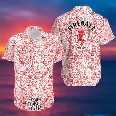 Fireball Hawaiian Shirt Doodle Art Whisky Lovers Gift Fireball Hawaiian Shirt Doodle Art Whisky Lovers Gift