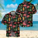 Fireball Whisky Hawaiian Shirt Palm Leaves Hibiscus Flower Pattern