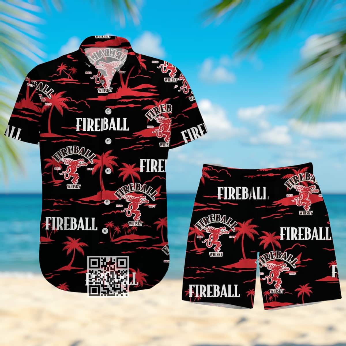 Fireball Whisky Hawaiian Shirt Island Pattern Fireball Whisky Hawaiian Shirt Island Pattern