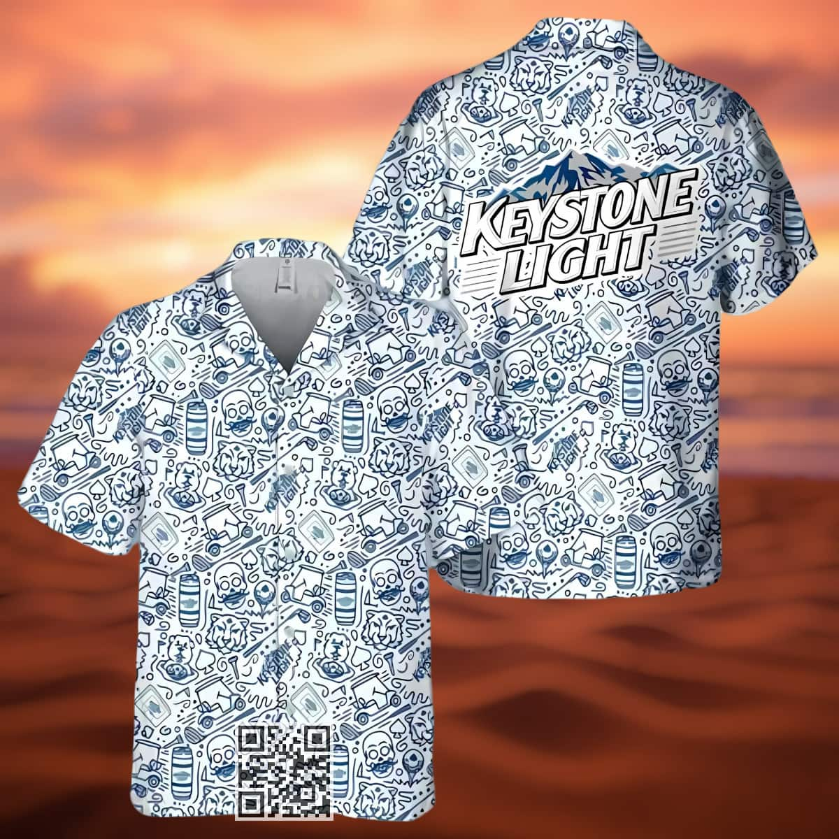 Keystone Light Hawaiian Shirt Doodle Art Beach Lovers Gift