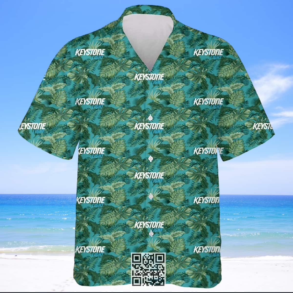 Keystone Light Beer Hawaiian Shirt Palm Leaves Pattern