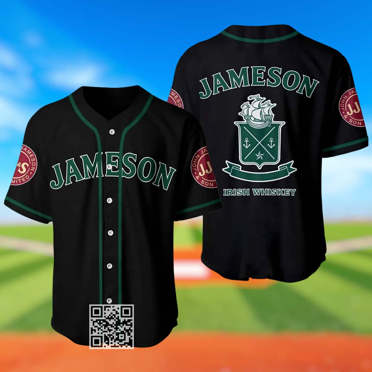 Black Jameson Irish Whiskey Baseball Jersey