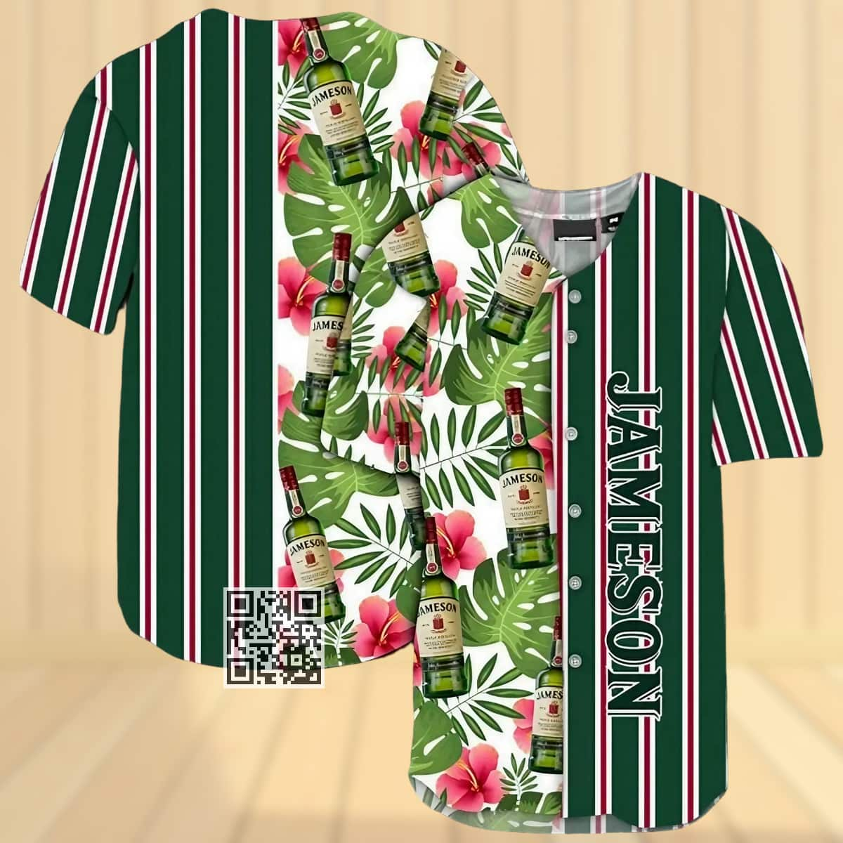 Jameson Baseball Jersey Tropical Flower Pattern