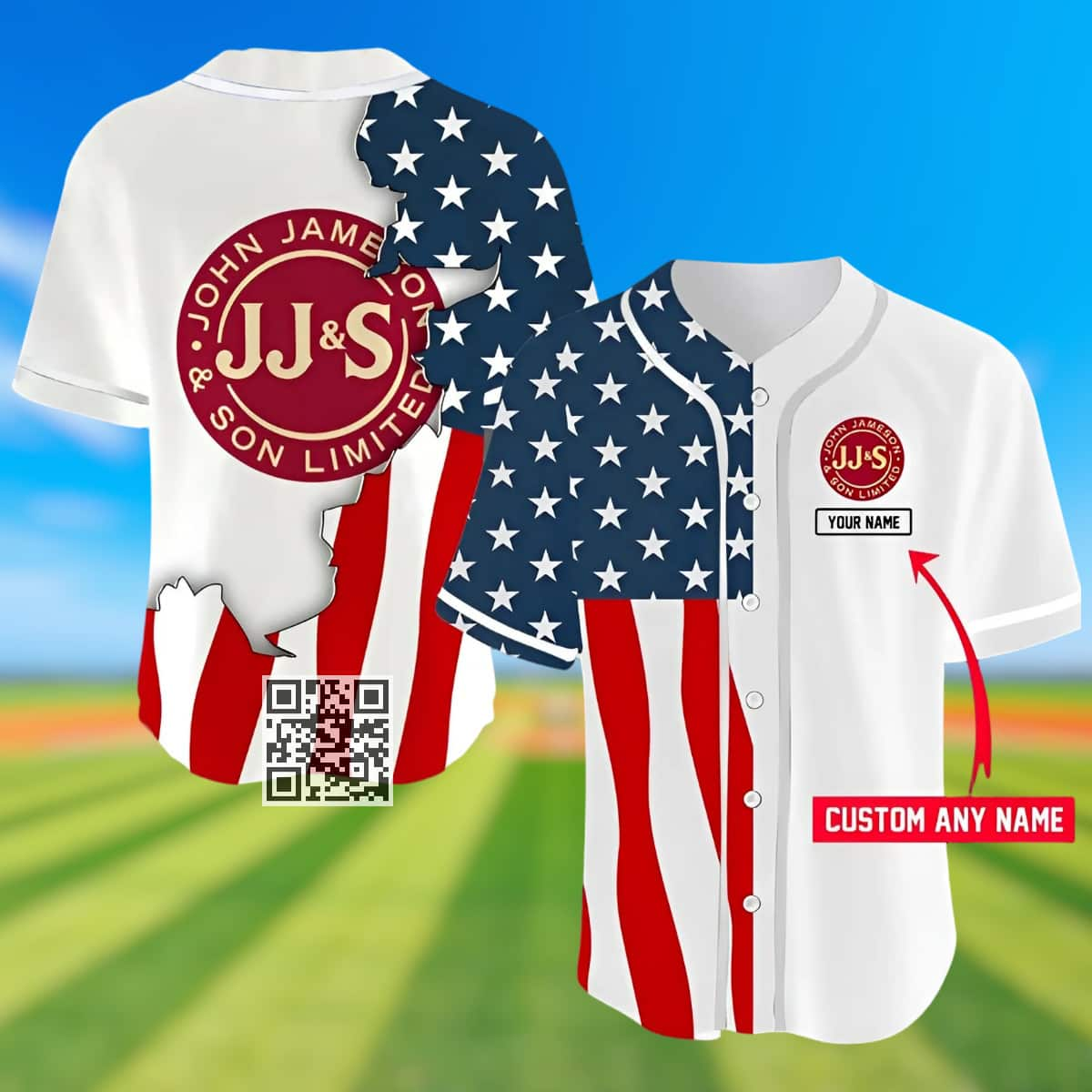 Personalized Jameson Baseball Jersey US Flag Custom Name