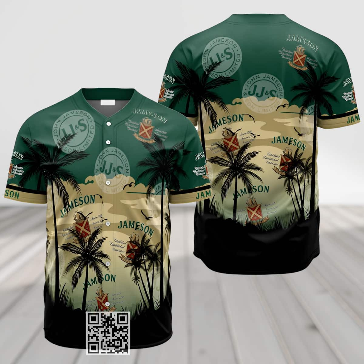 Vintage Jameson Baseball Jersey Coconut Trees