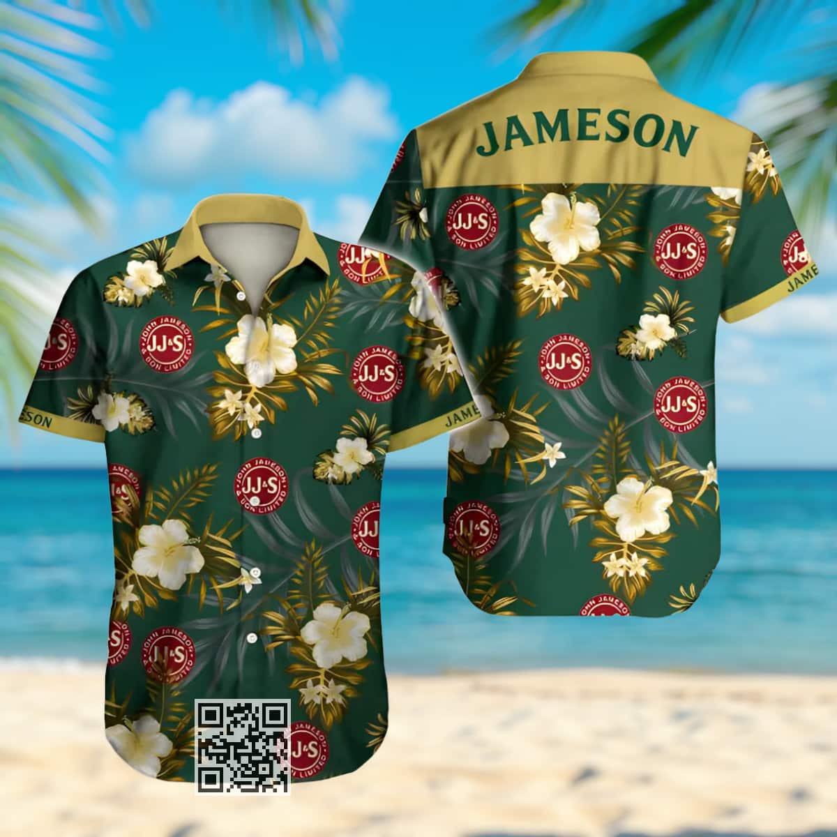 Jameson Irish Whiskey Hawaiian Shirt Hibiscus Flower