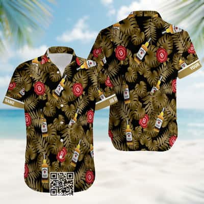 Personalized Jim Beam Hawaiian Shirt Palm Leaves Pattern Custom Name Personalized Jim Beam Hawaiian Shirt Palm Leaves Pattern Custom Name