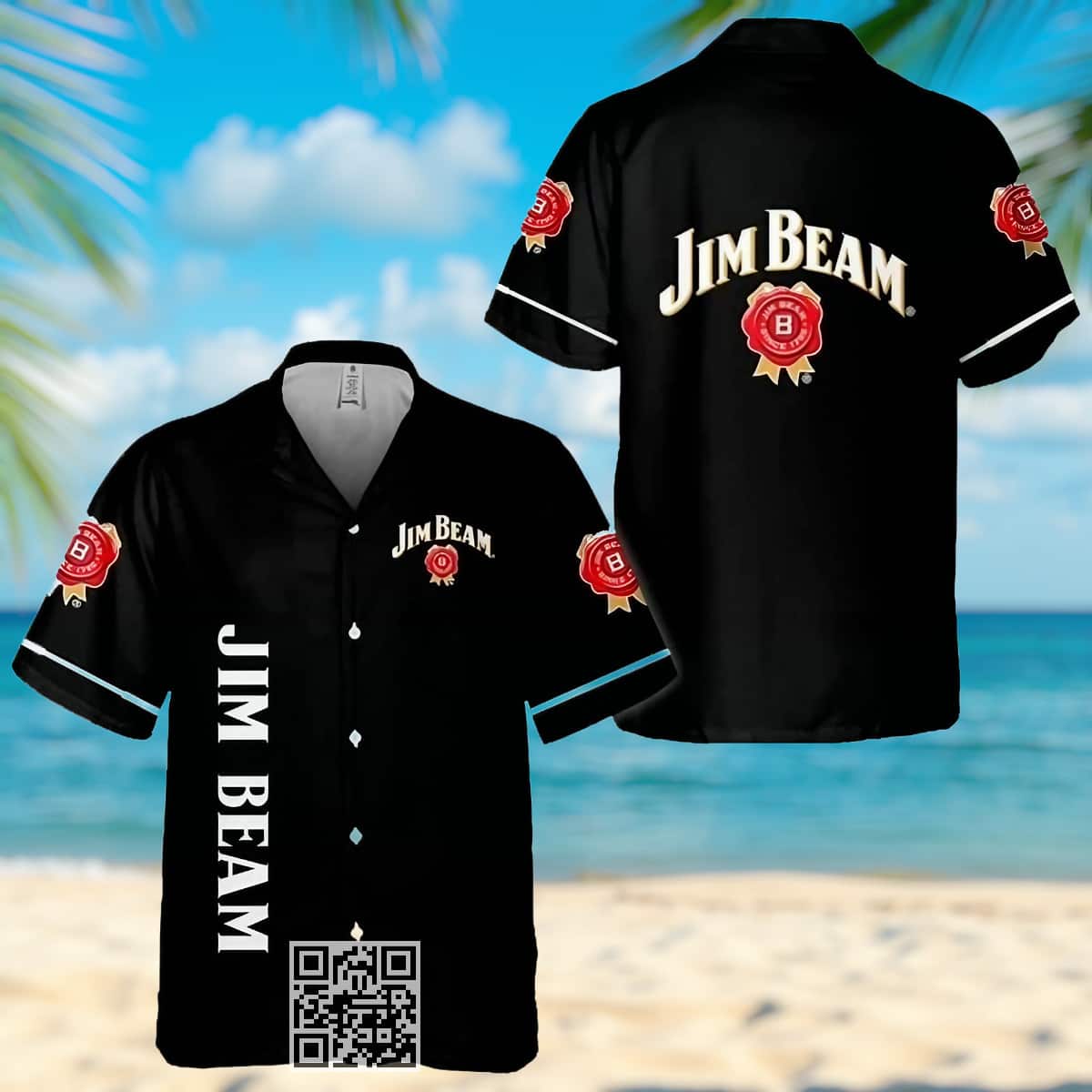 Black Jim Beam Whiskey Hawaiian Shirt Beach Lovers Gift Black Jim Beam Whiskey Hawaiian Shirt Beach Lovers Gift