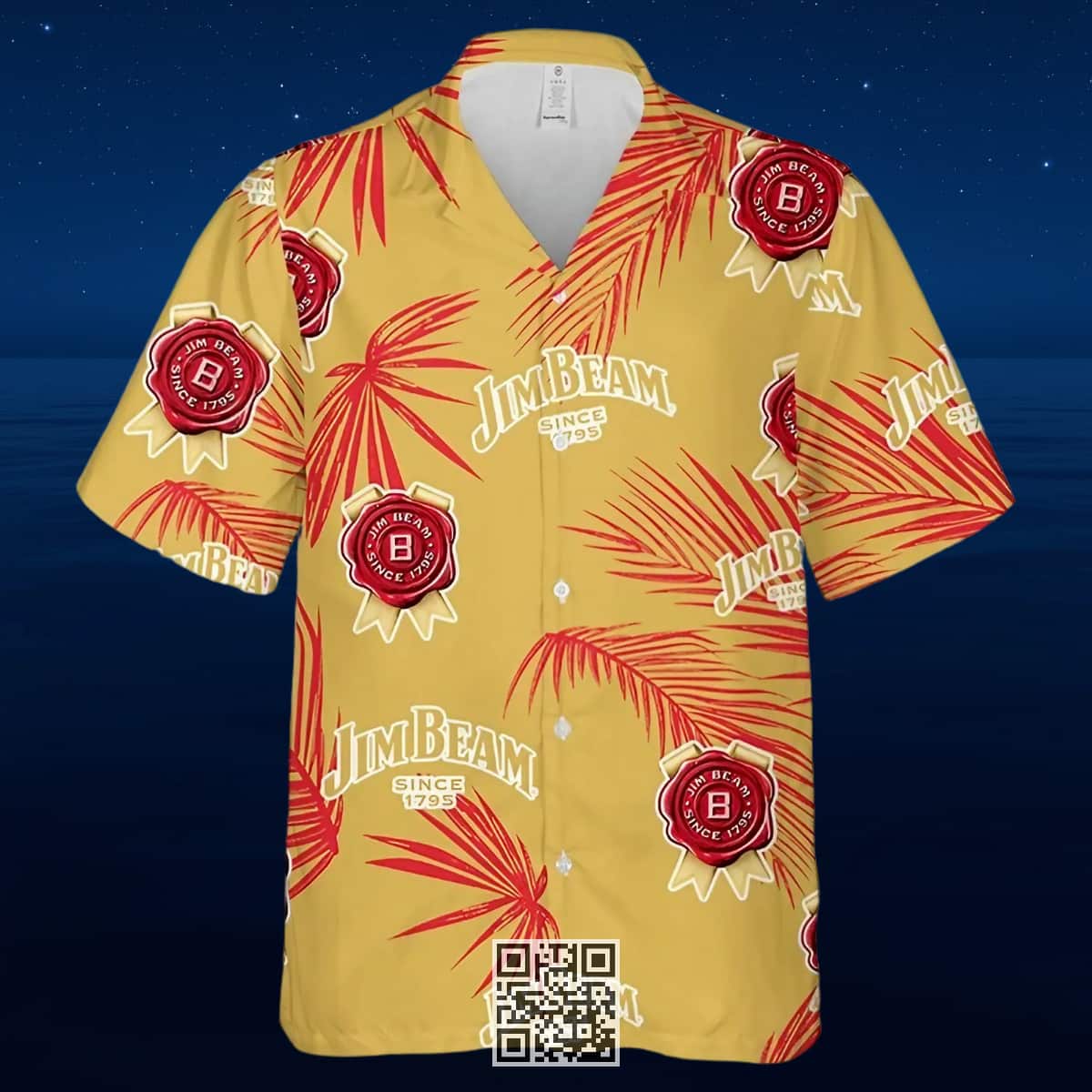 Aloha Jim Beam Hawaiian Shirt Palm Leaves Pattern Aloha Jim Beam Hawaiian Shirt Palm Leaves Pattern