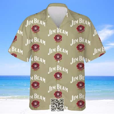 Khaki Jim Beam Hawaiian Shirt Gift For Whiskey Lovers