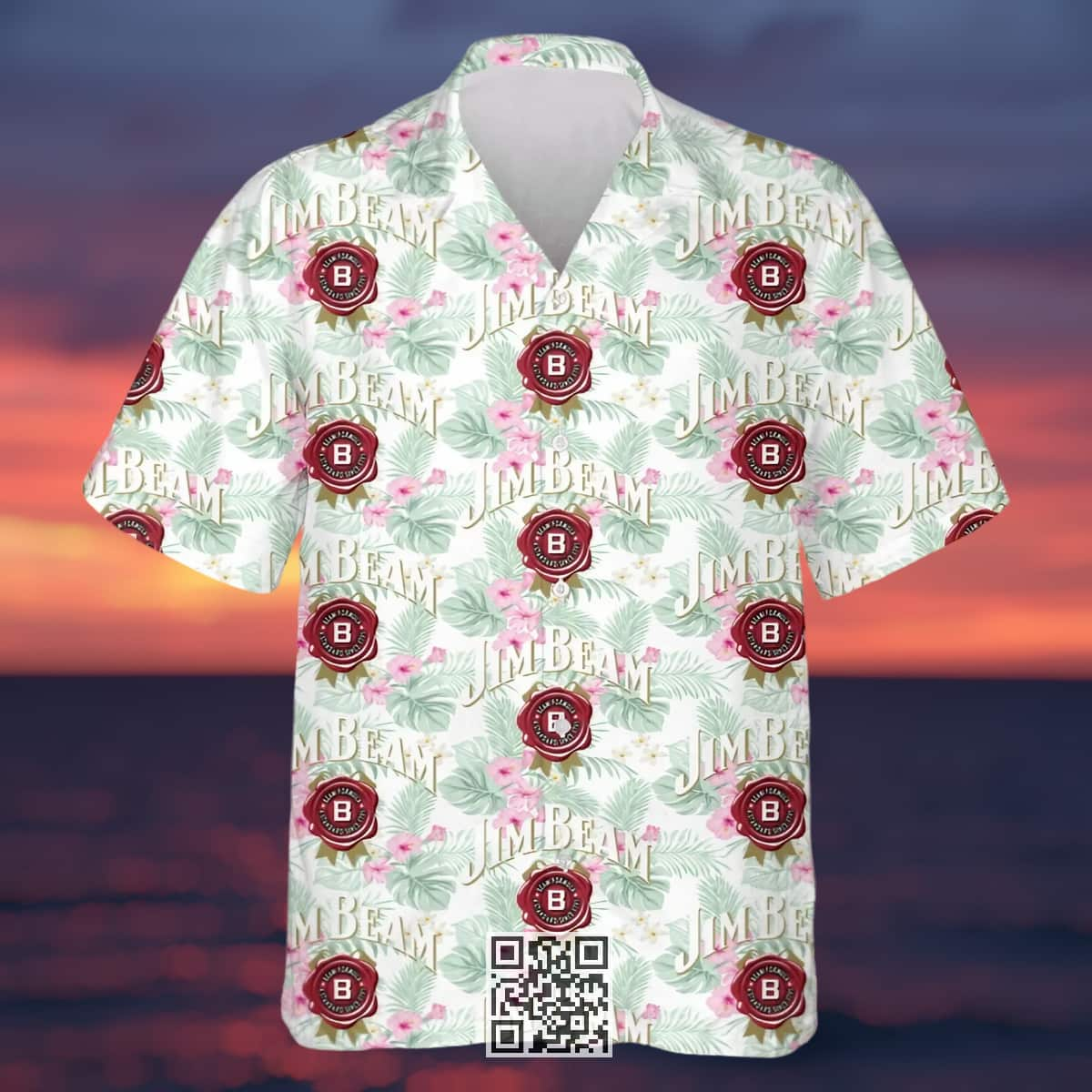 Aloha Jim Beam Hawaiian Shirt Tropical Flower Pattern Beach Vacation Gift