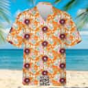 Orange Jim Beam Hawaiian Shirt Hibiscus Flower Pattern