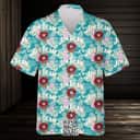 Jim Beam Hawaiian Shirt Hibiscus Flower Pattern