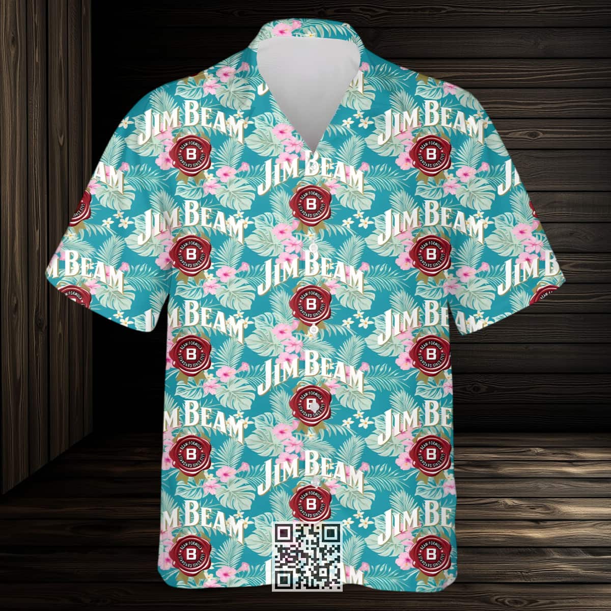 Jim Beam Hawaiian Shirt Hibiscus Flower Pattern Jim Beam Hawaiian Shirt Hibiscus Flower Pattern